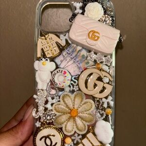 Luxury Designer-Inspired Phone Case - Gold & White